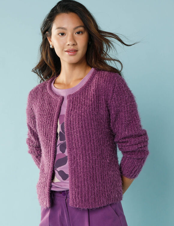 Gilet paletot Spécial Petites, maille poilue (violine) Gilet paletot Spécial Petites, maille poilue (violine)